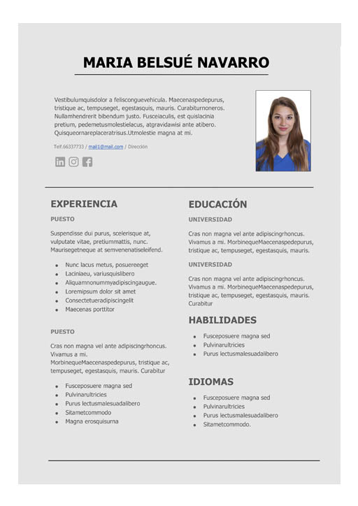 15 Plantillas De Curriculum Para Descargar Gratis Infojobs